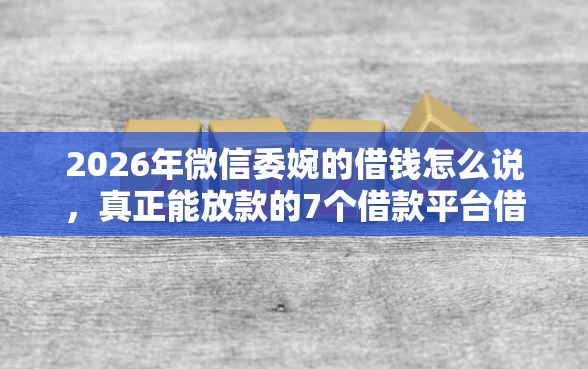 2026年微信委婉的借钱怎么说，真正能放款的7个借款平台借钱安全推荐
