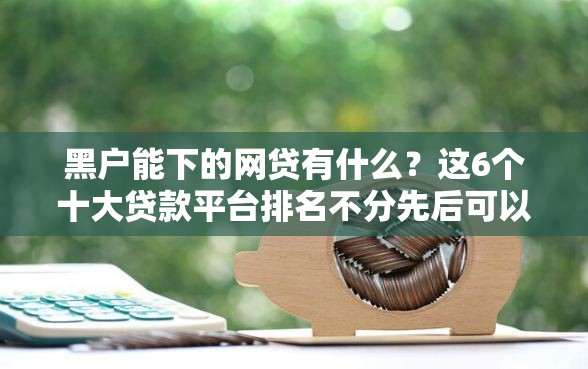 黑户能下的网贷有什么？这6个十大贷款平台排名不分先后可以试试