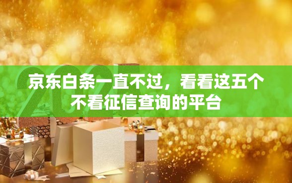 京东白条一直不过，看看这五个不看征信查询的平台