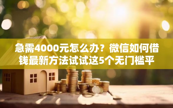 急需4000元怎么办？微信如何借钱最新方法试试这5个无门槛平台