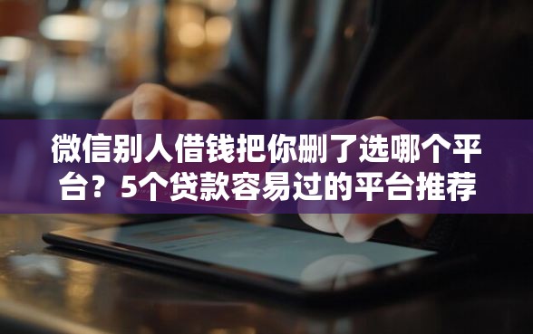 微信别人借钱把你删了选哪个平台？5个贷款容易过的平台推荐