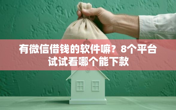 有微信借钱的软件嘛？8个平台试试看哪个能下款