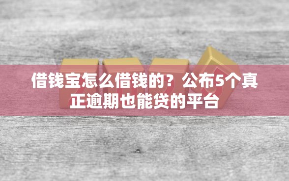 借钱宝怎么借钱的？公布5个真正逾期也能贷的平台