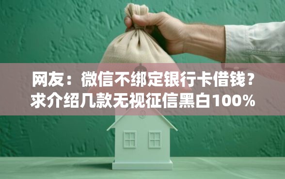 网友：微信不绑定银行卡借钱？求介绍几款无视征信黑白100%秒下app