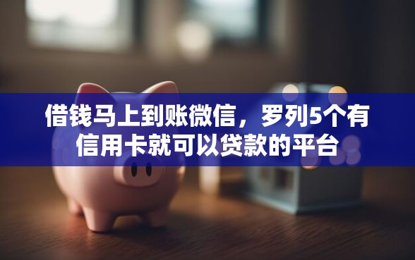 借钱马上到账微信，罗列5个有信用卡就可以贷款的平台