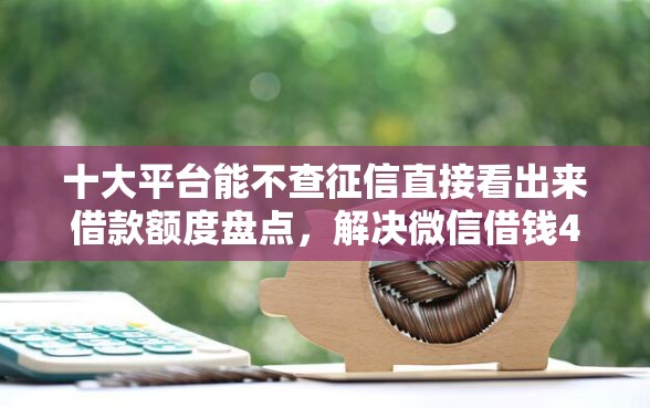 十大平台能不查征信直接看出来借款额度盘点，解决微信借钱40的问题