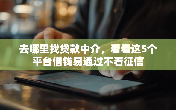 去哪里找贷款中介，看看这5个平台借钱易通过不看征信