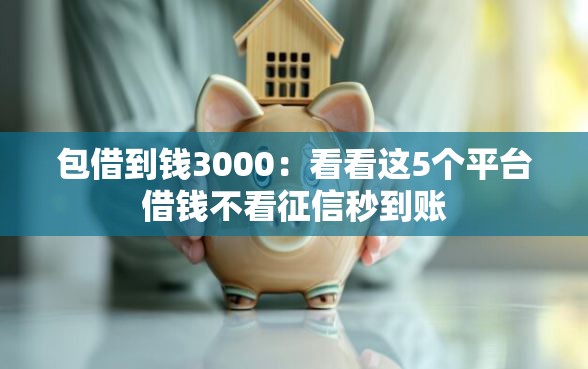 包借到钱3000：看看这5个平台借钱不看征信秒到账