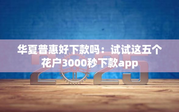 华夏普惠好下款吗：试试这五个花户3000秒下款app