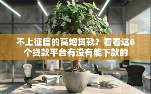 不上征信的高炮贷款？看看这6个贷款平台有没有能下款的