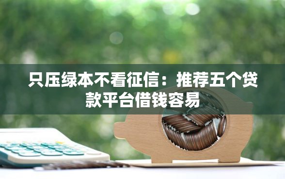 只压绿本不看征信：推荐五个贷款平台借钱容易