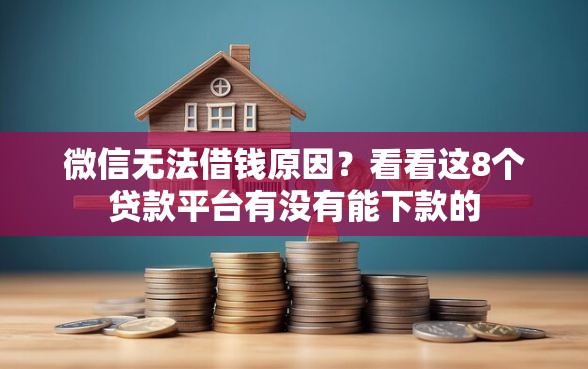 微信无法借钱原因？看看这8个贷款平台有没有能下款的