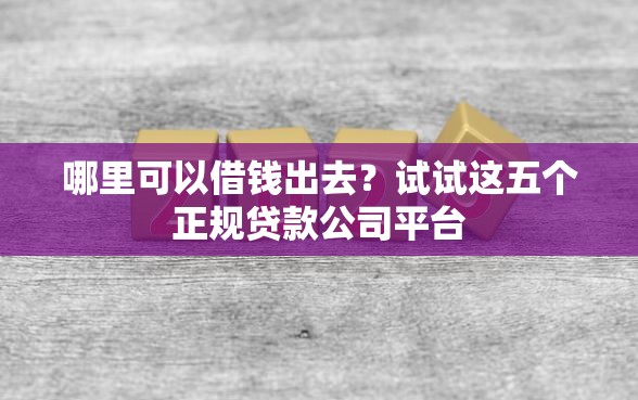 哪里可以借钱出去？试试这五个正规贷款公司平台