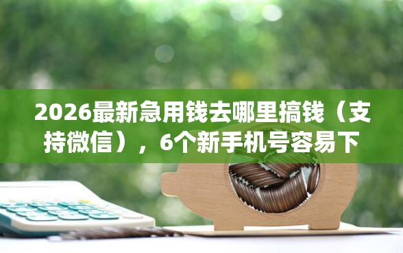 2026最新急用钱去哪里搞钱（支持微信），6个新手机号容易下款的app无私分享