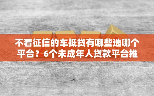 不看征信的车抵贷有哪些选哪个平台？6个未成年人贷款平台推荐