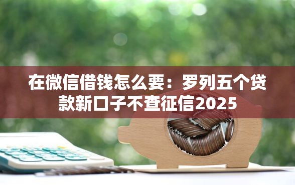 在微信借钱怎么要：罗列五个贷款新口子不查征信2025