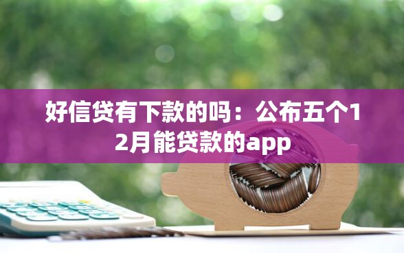 好信贷有下款的吗：公布五个12月能贷款的app