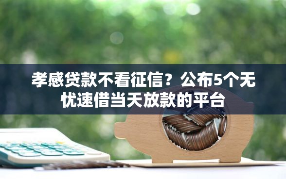 孝感贷款不看征信？公布5个无忧速借当天放款的平台