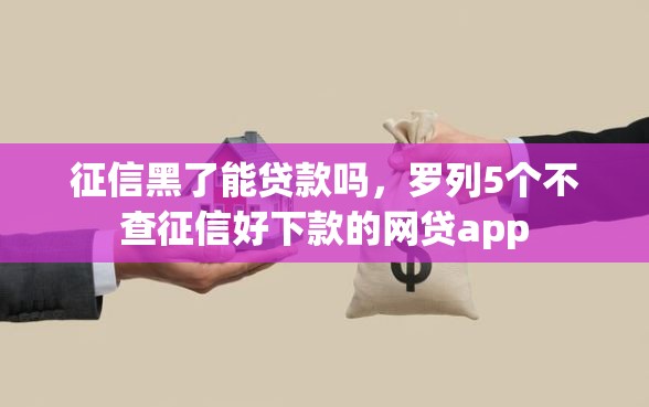 征信黑了能贷款吗，罗列5个不查征信好下款的网贷app