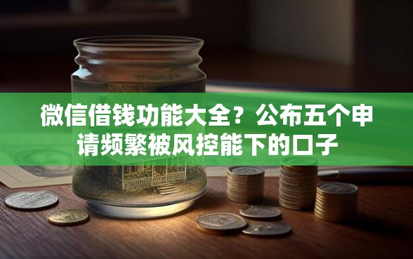 微信借钱功能大全？公布五个申请频繁被风控能下的口子
