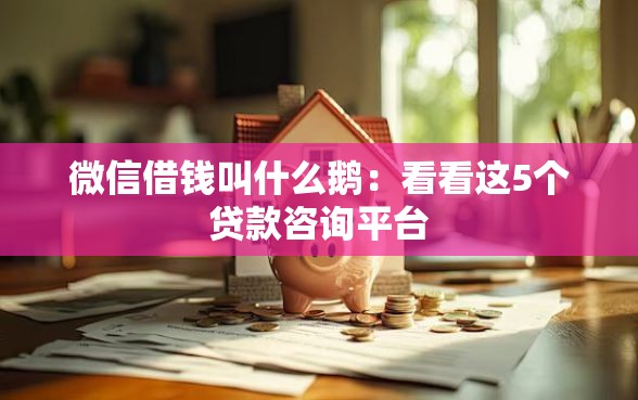 微信借钱叫什么鹅：看看这5个贷款咨询平台