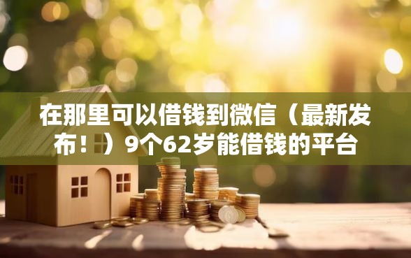 在那里可以借钱到微信（最新发布！）9个62岁能借钱的平台