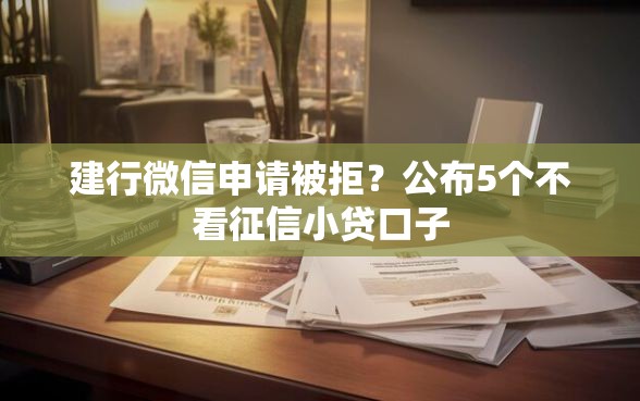 建行微信申请被拒？公布5个不看征信小贷口子