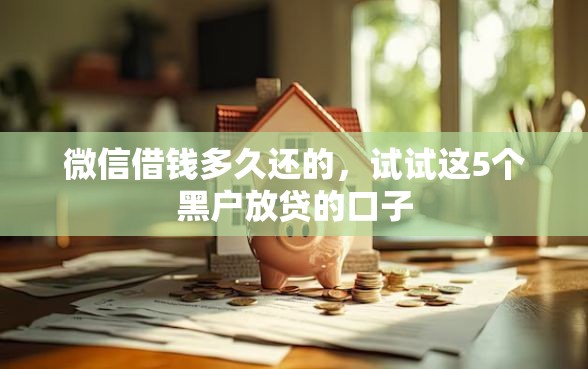 微信借钱多久还的，试试这5个黑户放贷的口子