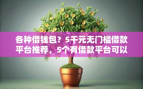 各种借钱包？5千元无门槛借款平台推荐，5个有借款平台可以贷款盘点