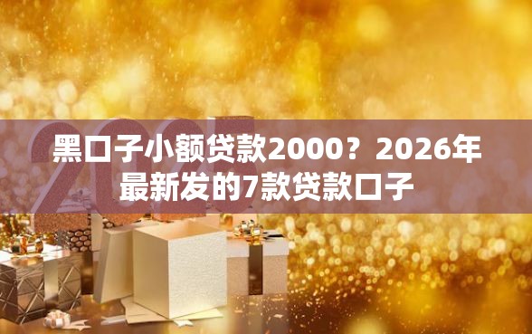 黑口子小额贷款2000？2026年最新发的7款贷款口子