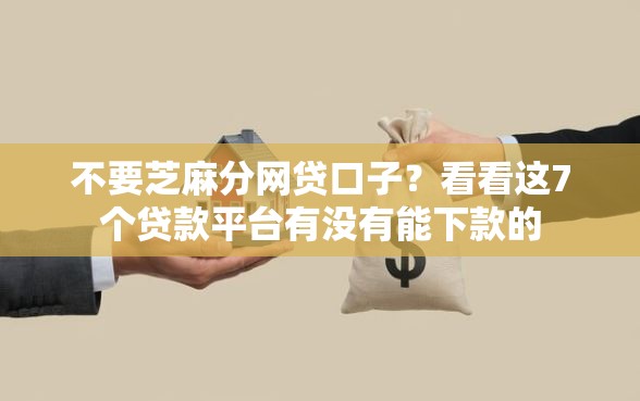 不要芝麻分网贷口子？看看这7个贷款平台有没有能下款的