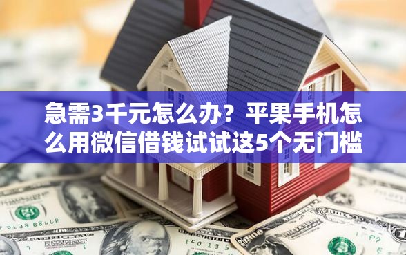 急需3千元怎么办？平果手机怎么用微信借钱试试这5个无门槛平台