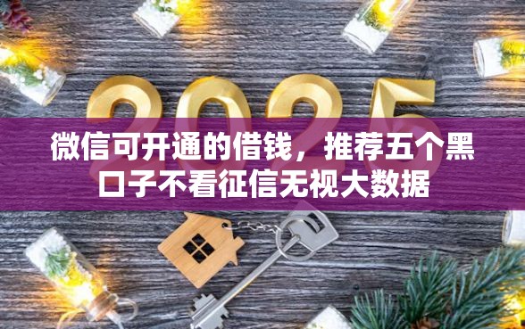 微信可开通的借钱，推荐五个黑口子不看征信无视大数据