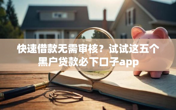 快速借款无需审核？试试这五个黑户贷款必下口子app