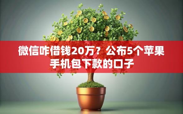微信咋借钱20万？公布5个苹果手机包下款的口子
