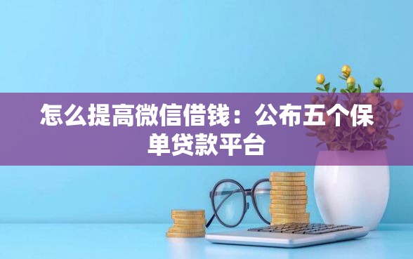怎么提高微信借钱：公布五个保单贷款平台