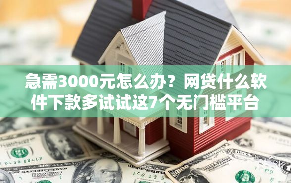 急需3000元怎么办？网贷什么软件下款多试试这7个无门槛平台