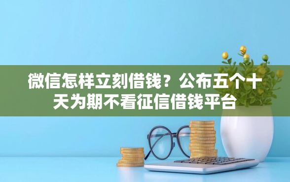 微信怎样立刻借钱？公布五个十天为期不看征信借钱平台