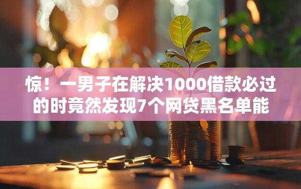 惊！一男子在解决1000借款必过的时竟然发现7个网贷黑名单能在平台借钱，事后分享了出来