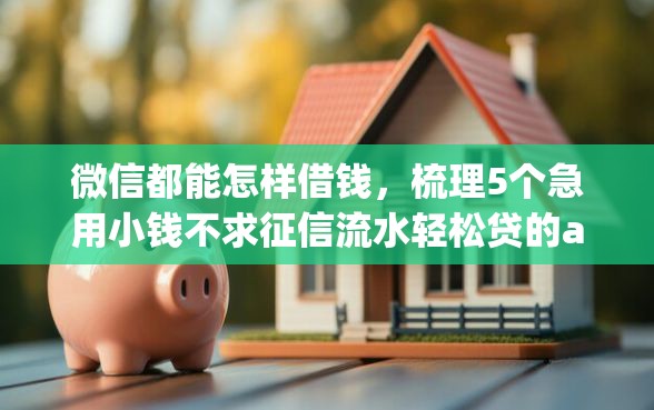 微信都能怎样借钱，梳理5个急用小钱不求征信流水轻松贷的app