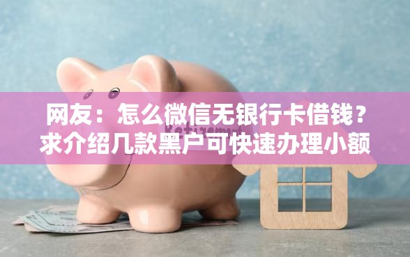 网友：怎么微信无银行卡借钱？求介绍几款黑户可快速办理小额贷款业务的软件