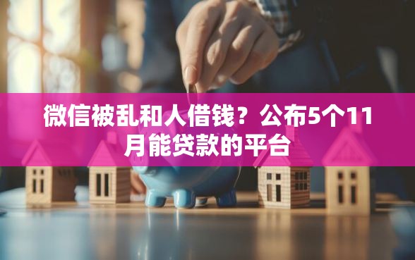 微信被乱和人借钱？公布5个11月能贷款的平台