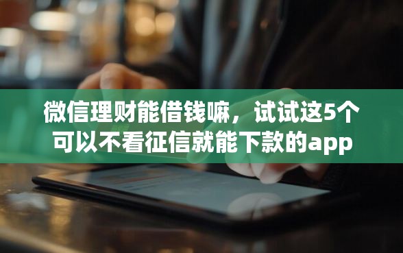 微信理财能借钱嘛，试试这5个可以不看征信就能下款的app