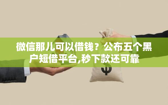 微信那儿可以借钱？公布五个黑户短借平台,秒下款还可靠