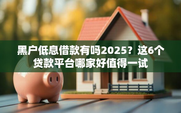 黑户低息借款有吗2025？这6个贷款平台哪家好值得一试