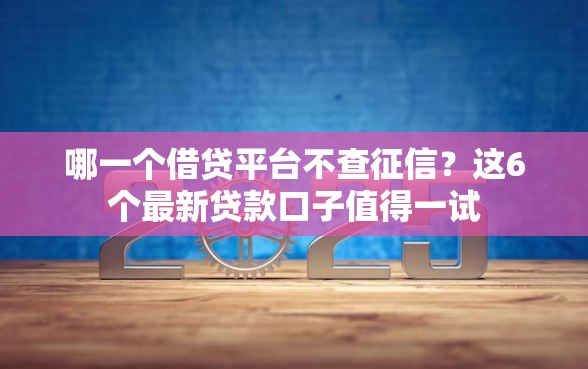 哪一个借贷平台不查征信？这6个最新贷款口子值得一试