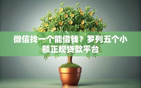 微信找一个能借钱？罗列五个小额正规贷款平台