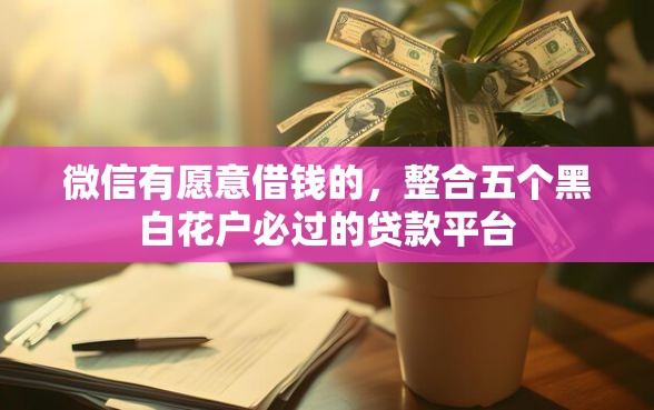 微信有愿意借钱的，整合五个黑白花户必过的贷款平台