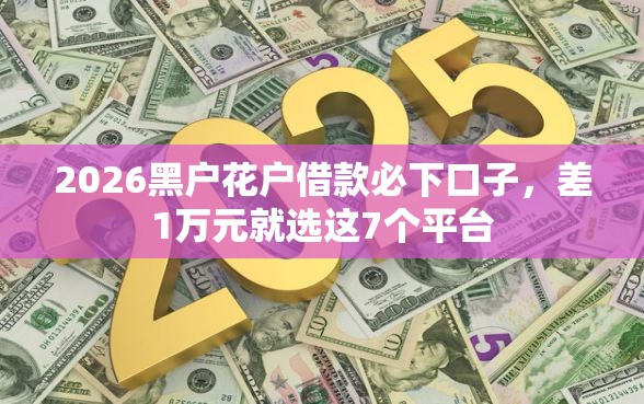 2026黑户花户借款必下口子，差1万元就选这7个平台