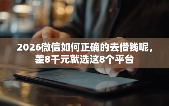 2026微信如何正确的去借钱呢,差8千元就选这8个平台 2026微信如何正确的去借钱呢,差8千元就选这8个平台